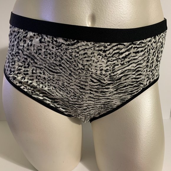 Catherines Hi-Cut Panties Underwear Animal Print Cotton Blend Black Plus 2X - Picture 1 of 5